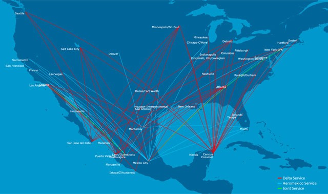 Delta - Aeromexico Network Map