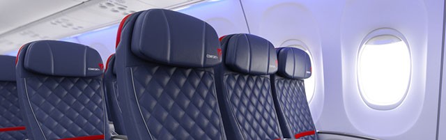 Render of the new seat design for Delta Comfort+ on a Boeing 737-900ER (739). 